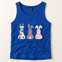 Cute Easter Bunnies Rose Stripe Leopard Patterns Tank Top