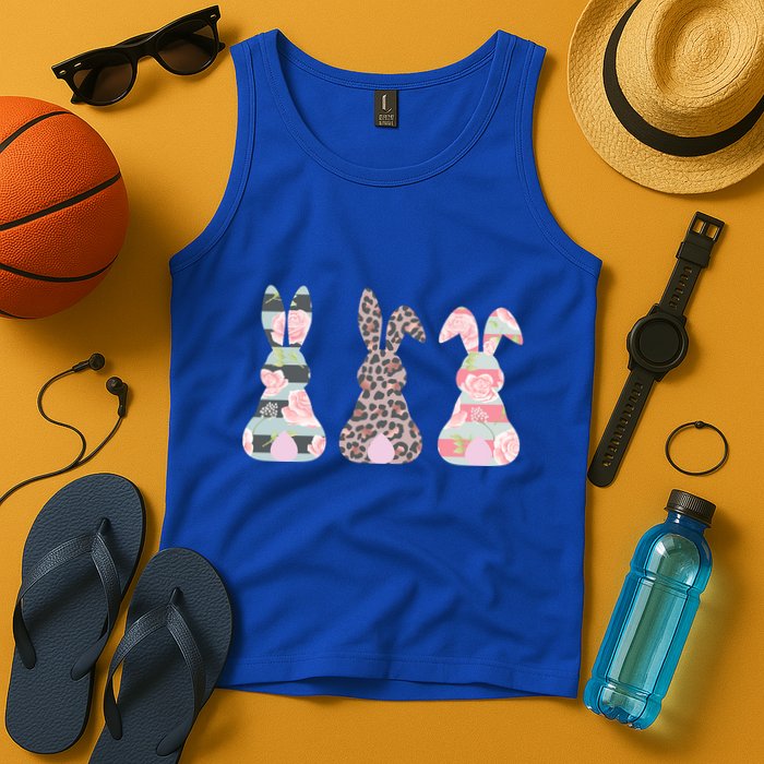 Cute Easter Bunnies Rose Stripe Leopard Patterns Tank Top