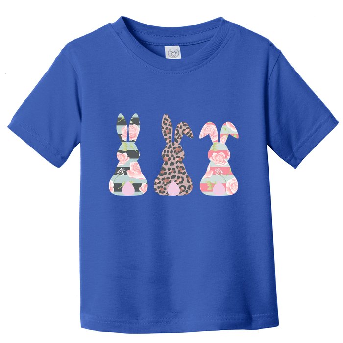 Cute Easter Bunnies Rose Stripe Leopard Patterns Toddler T-Shirt