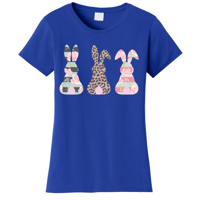 Cute Easter Bunnies Rose Stripe Leopard Patterns Women's T-Shirt