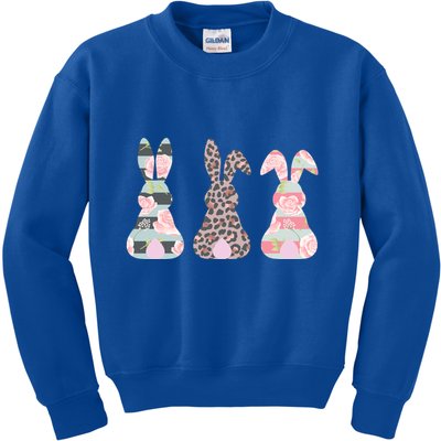 Cute Easter Bunnies Rose Stripe Leopard Patterns Kids Sweatshirt