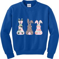 Cute Easter Bunnies Rose Stripe Leopard Patterns Kids Sweatshirt