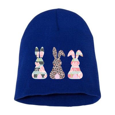 Cute Easter Bunnies Rose Stripe Leopard Patterns Short Acrylic Beanie
