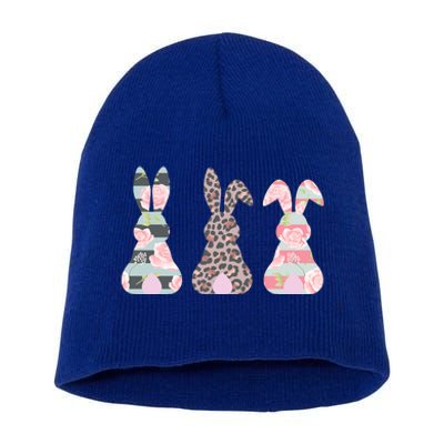 Cute Easter Bunnies Rose Stripe Leopard Patterns Short Acrylic Beanie