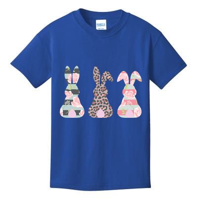 Cute Easter Bunnies Rose Stripe Leopard Patterns Kids T-Shirt