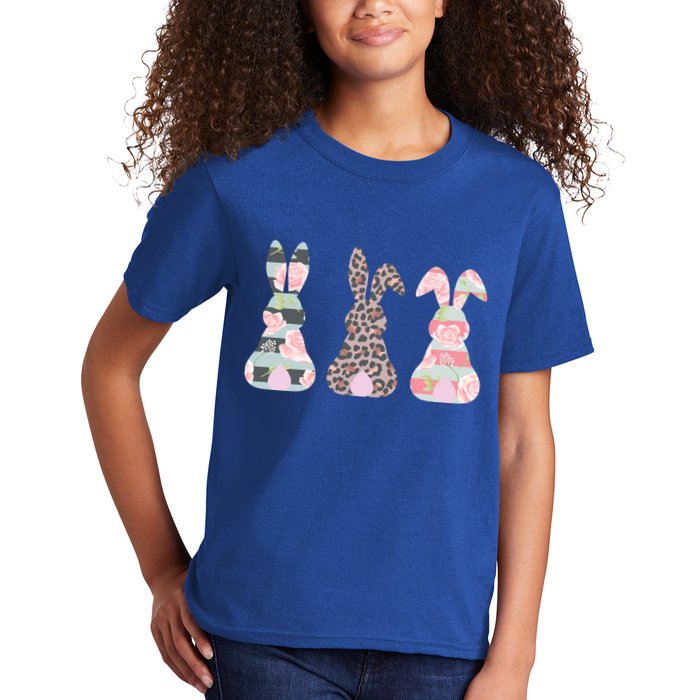 Cute Easter Bunnies Rose Stripe Leopard Patterns Kids T-Shirt