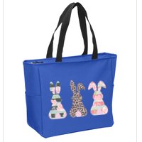 Cute Easter Bunnies Rose Stripe Leopard Patterns Zip Tote Bag