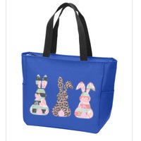 Cute Easter Bunnies Rose Stripe Leopard Patterns Zip Tote Bag