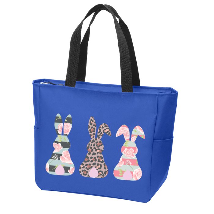 Cute Easter Bunnies Rose Stripe Leopard Patterns Zip Tote Bag