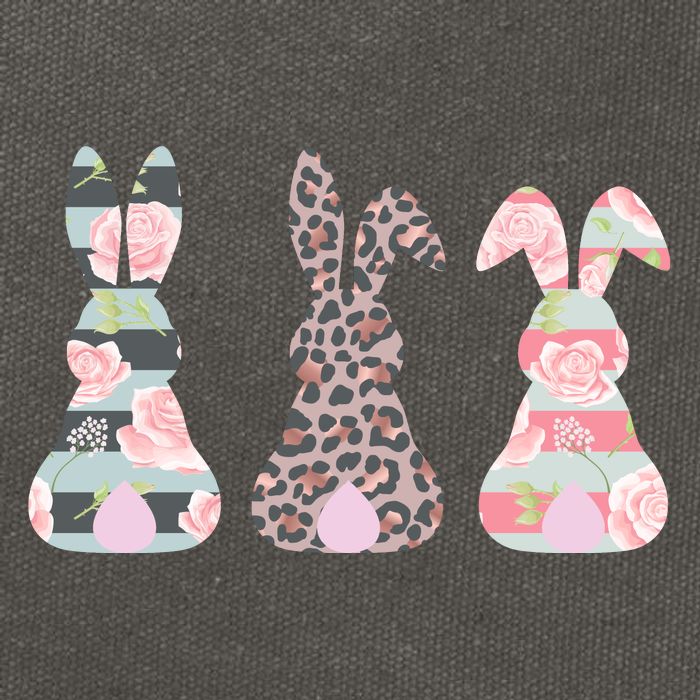 Cute Easter Bunnies Rose Stripe Leopard Patterns Cotton Canvas Backpack