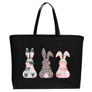 Cute Easter Bunnies Rose Stripe Leopard Patterns Cotton Canvas Jumbo Tote