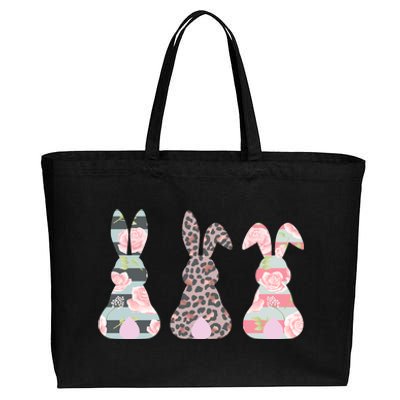 Cute Easter Bunnies Rose Stripe Leopard Patterns Cotton Canvas Jumbo Tote