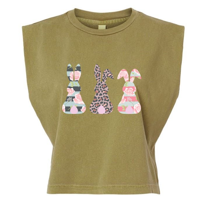 Cute Easter Bunnies Rose Stripe Leopard Patterns Garment-Dyed Women's Muscle Tee