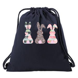 Cute Easter Bunnies Rose Stripe Leopard Patterns Drawstring Bag