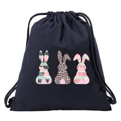 Cute Easter Bunnies Rose Stripe Leopard Patterns Drawstring Bag