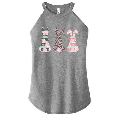 Cute Easter Bunnies Rose Stripe Leopard Patterns Women's Perfect Tri Rocker Tank