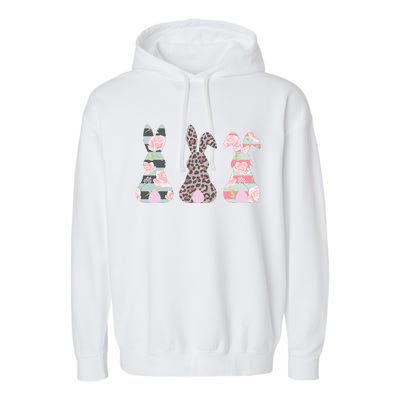 Cute Easter Bunnies Rose Stripe Leopard Patterns Garment-Dyed Fleece Hoodie