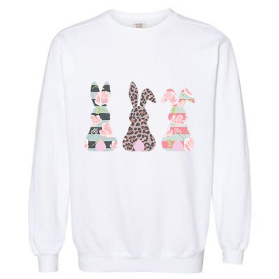 Cute Easter Bunnies Rose Stripe Leopard Patterns Garment-Dyed Sweatshirt