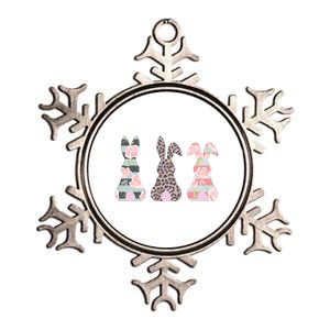 Cute Easter Bunnies Rose Stripe Leopard Patterns Metallic Star Ornament