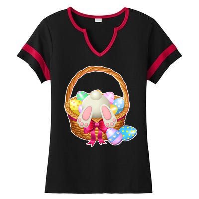 Cute Easter Bunny Basket Ladies Halftime Notch Neck Tee