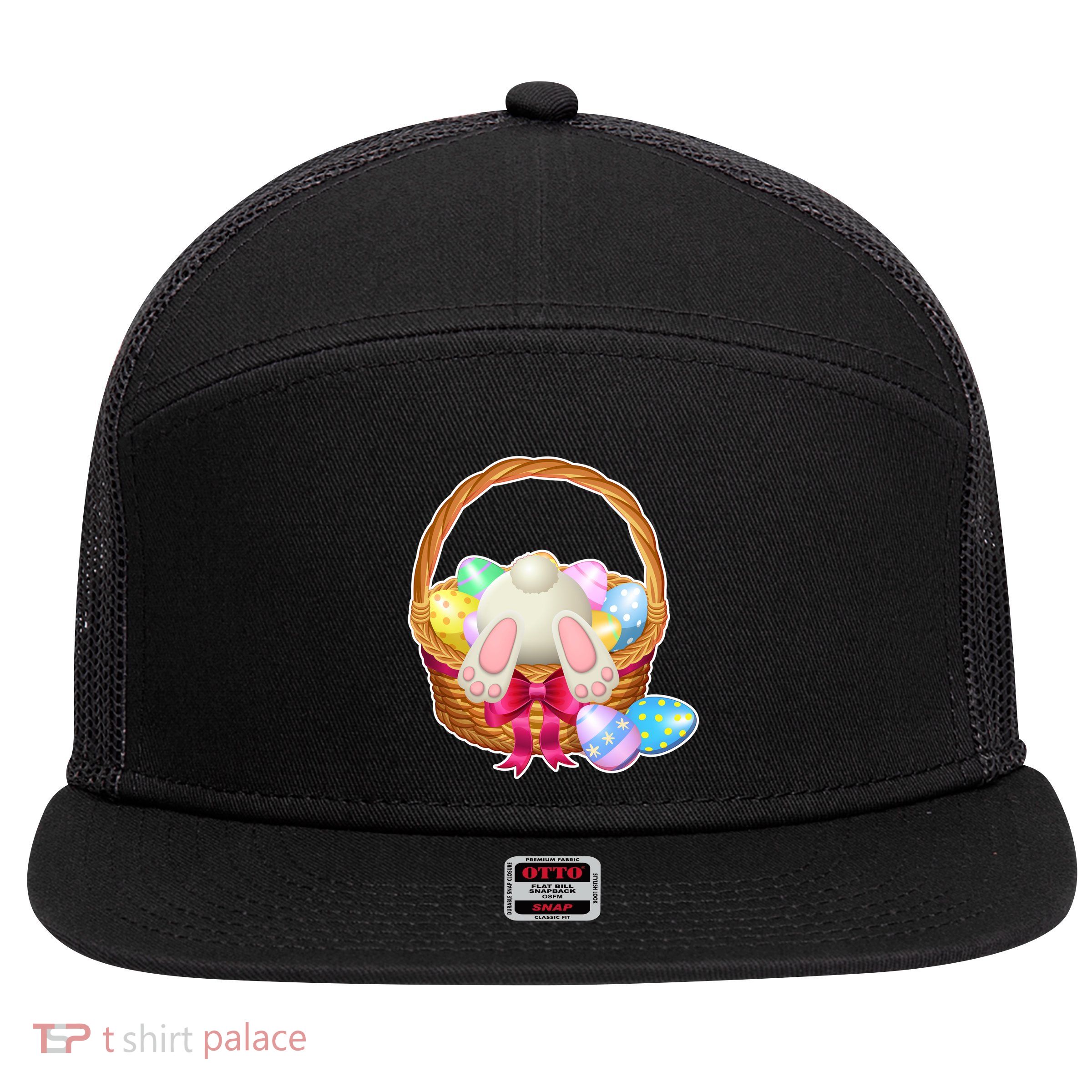 Cute Easter Bunny Basket 7 Panel Mesh Trucker Snapback Hat