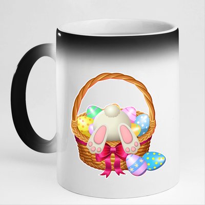 Cute Easter Bunny Basket 11oz Black Color Changing Mug