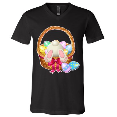 Cute Easter Bunny Basket V-Neck T-Shirt