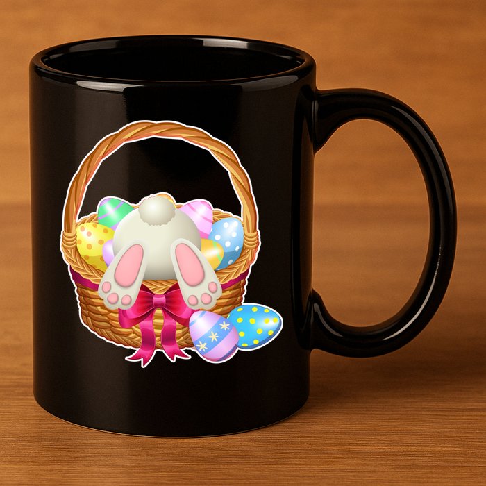 Cute Easter Bunny Basket 11oz C Handle Ceramic Mug