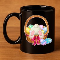 Cute Easter Bunny Basket 11oz C Handle Ceramic Mug