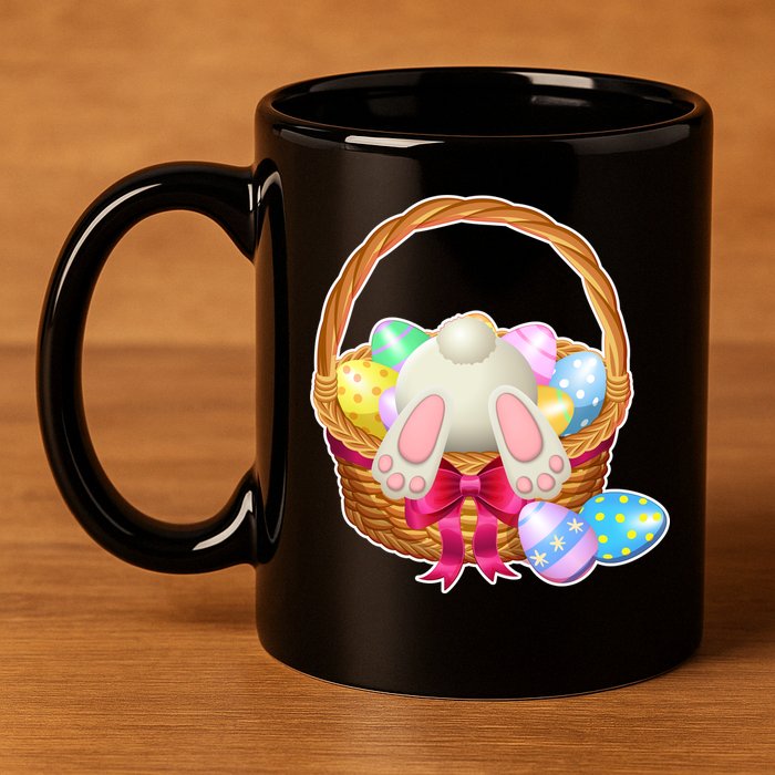 Cute Easter Bunny Basket 11oz C Handle Ceramic Mug