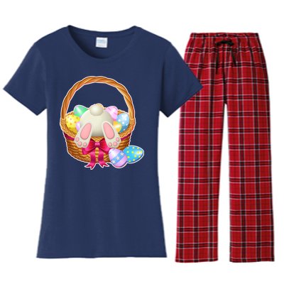 Cute Easter Bunny Basket Women's Flannel Pajama Set