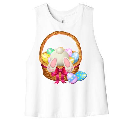 Cute Easter Bunny Basket Women's Racerback Cropped Tank