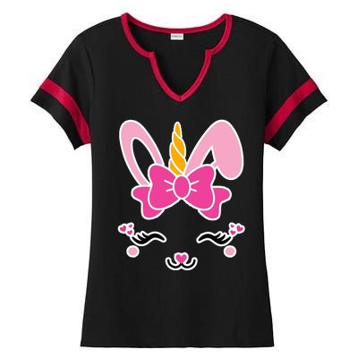 Cute Easter Bunny Unicorn Magical Ladies Halftime Notch Neck Tee