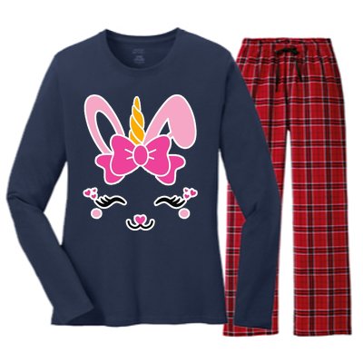 Cute Easter Bunny Unicorn Magical Women's Long Sleeve Flannel Pajama Set 