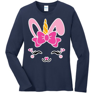 Cute Easter Bunny Unicorn Magical Ladies Long Sleeve Shirt