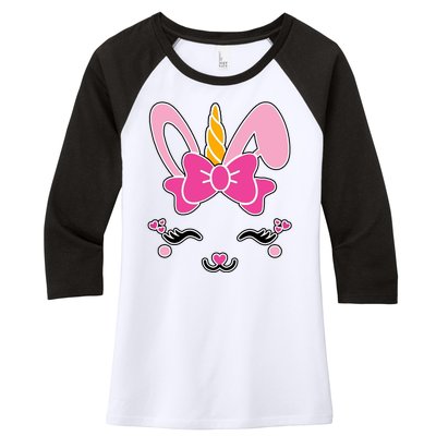 Cute Easter Bunny Unicorn Magical Women's Tri-Blend 3/4-Sleeve Raglan Shirt