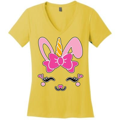 Cute Easter Bunny Unicorn Magical Women's V-Neck T-Shirt