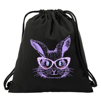 Cute Easter Bunny With Glasses Drawstring Bag