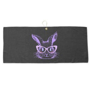 Cute Easter Bunny With Glasses Large Microfiber Waffle Golf Towel