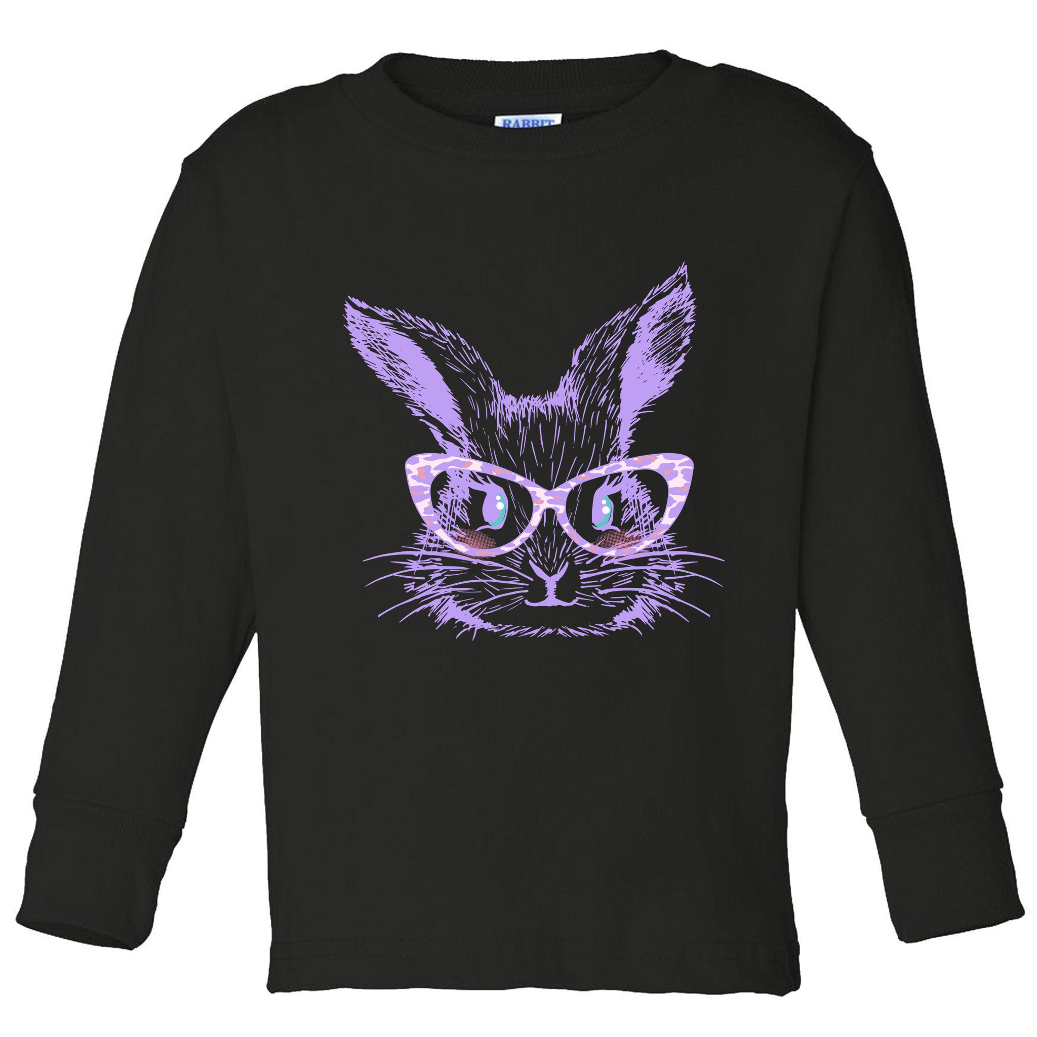 Cute Easter Bunny With Glasses Toddler Long Sleeve Shirt