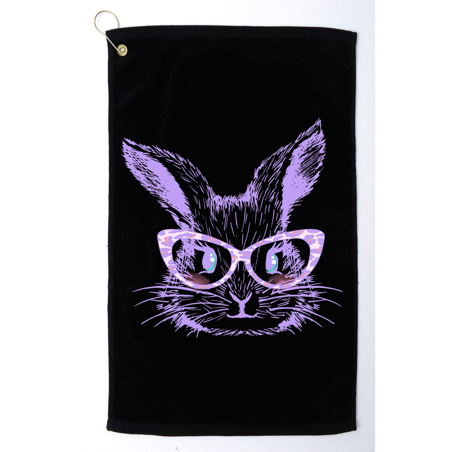 Cute Easter Bunny With Glasses Golf Towel