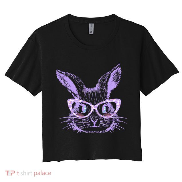 Cute Easter Bunny With Glasses Crop Top