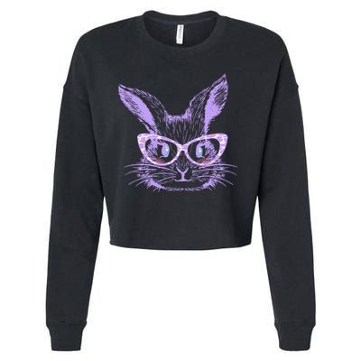 Cute Easter Bunny With Glasses Cropped Pullover Crew