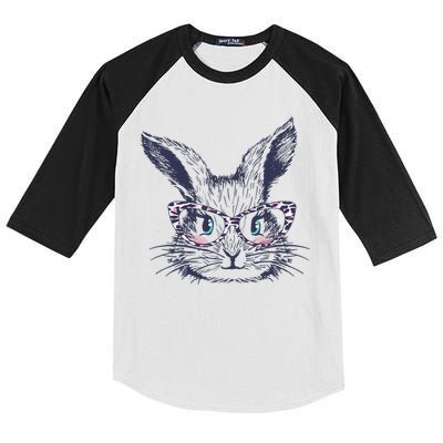Cute Easter Bunny With Glasses Kids Colorblock Raglan Jersey