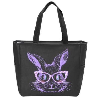 Cute Easter Bunny With Glasses Zip Tote Bag