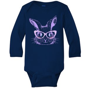 Cute Easter Bunny With Glasses Baby Long Sleeve Bodysuit