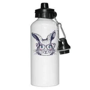 Cute Easter Bunny With Glasses Aluminum Water Bottle