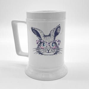 Cute Easter Bunny With Glasses Beer Stein