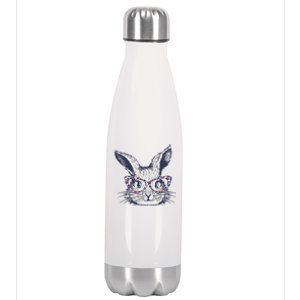 Cute Easter Bunny With Glasses Stainless Steel Insulated Water Bottle