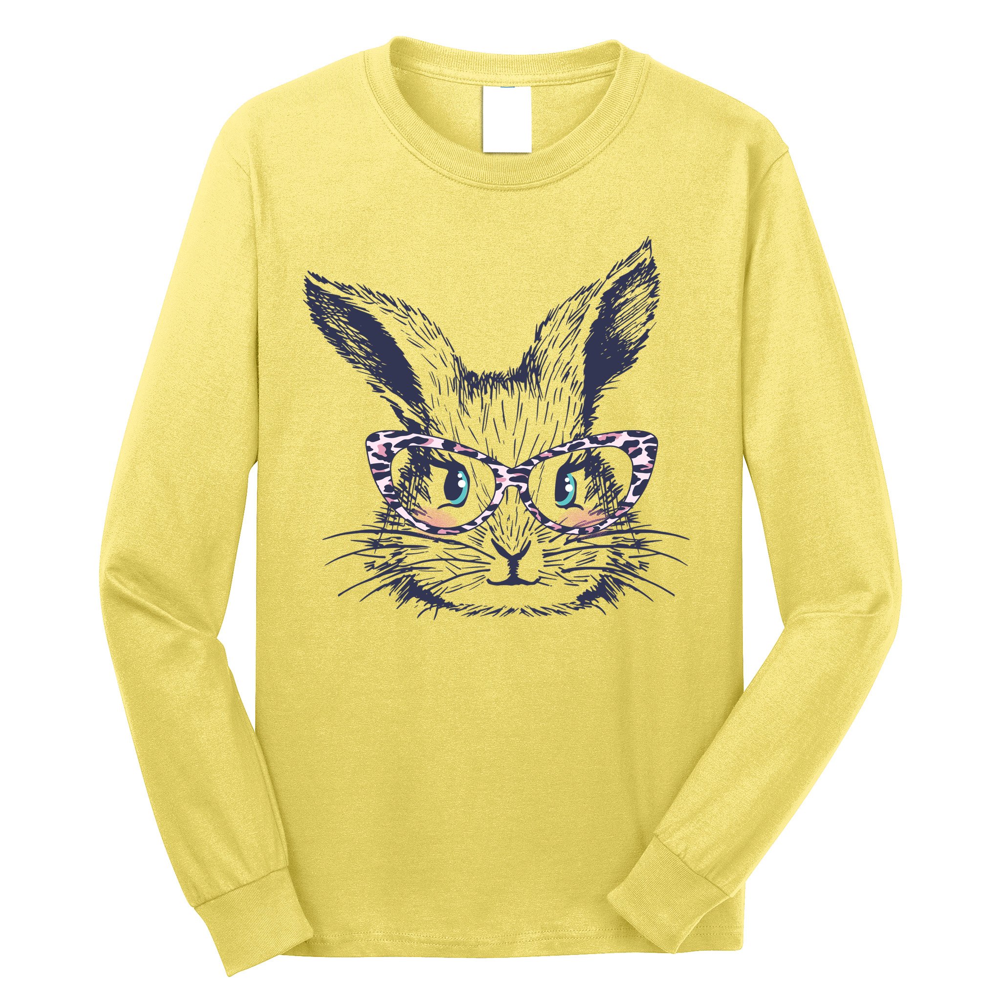 Cute Easter Bunny With Glasses Long Sleeve Shirt